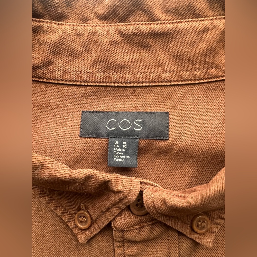 COS Relaxed Brushed Cotton-Blend button up shirt in rust Size XL - Picture 3 of 9